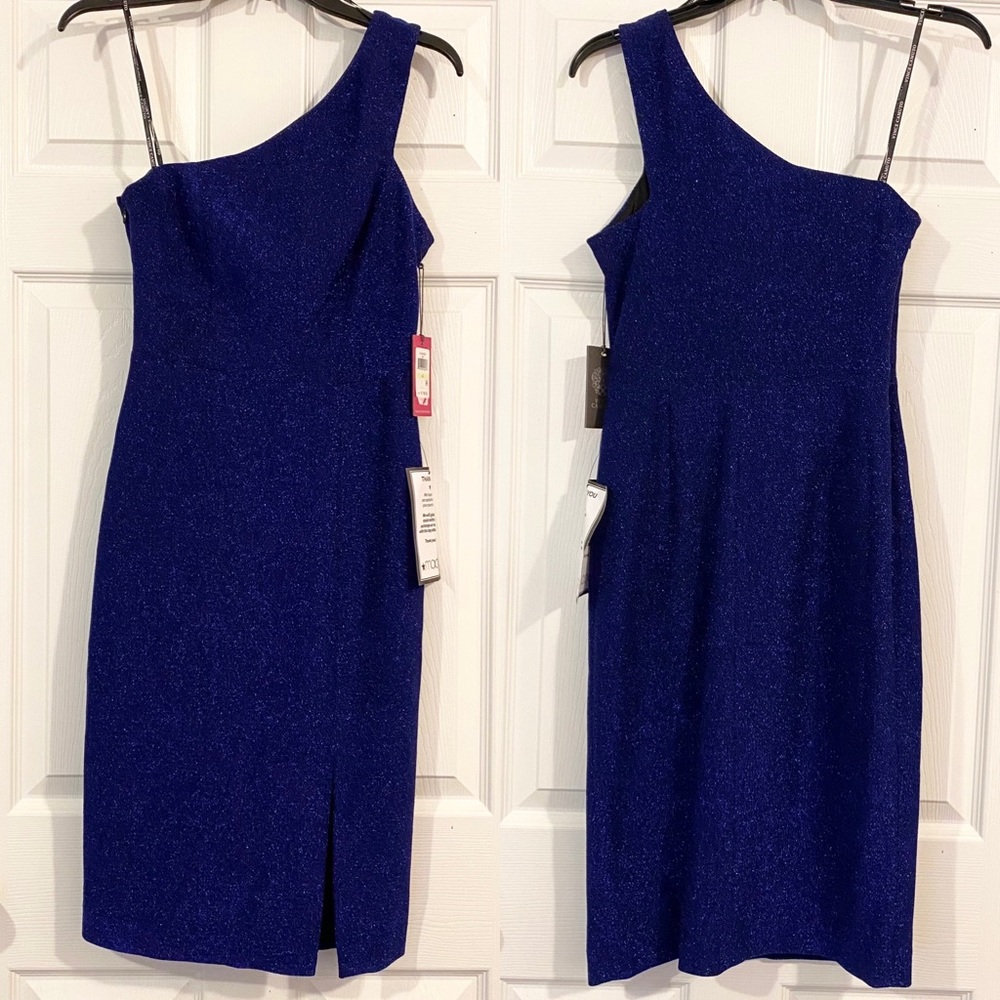Vince Camuto One-Shoulder Glitter Scuba Dress|4